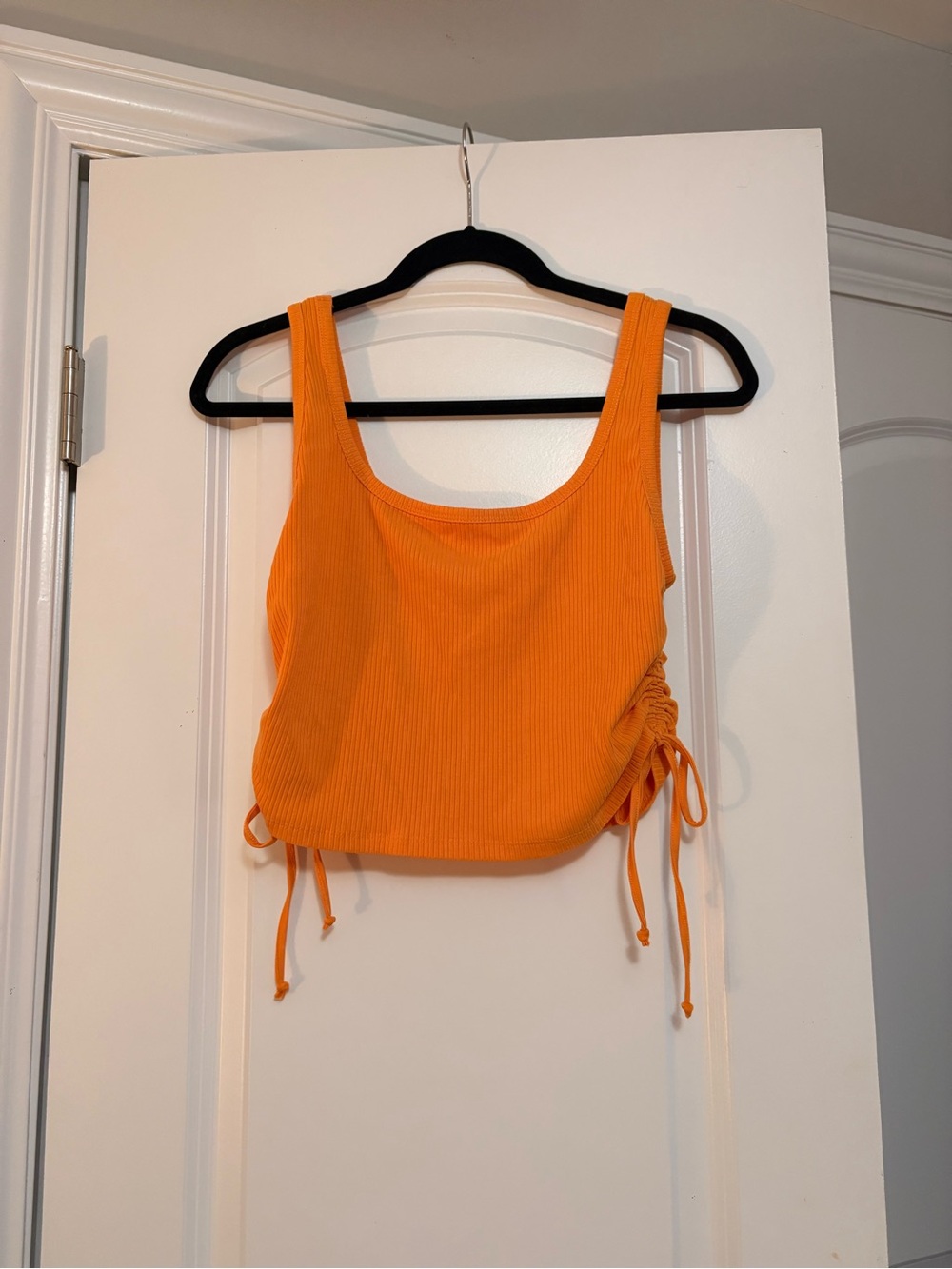 Source Unknown Orange Ribbed Ruched Tank Top - Picture 2 of 3